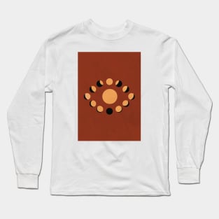 Lunar Eclipse, Moon Minimalist, Modern Mid Century, Neutral Artwork Long Sleeve T-Shirt